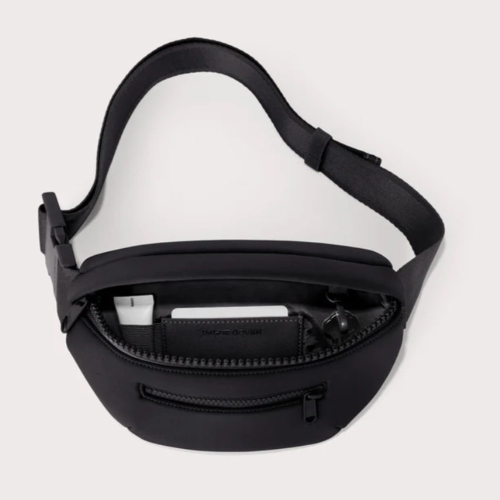 NWOT Dagne Dover Ace Fanny Pack Onyx Black Neoprene Belt Bag Crossbody Unisex - Picture 2 of 12